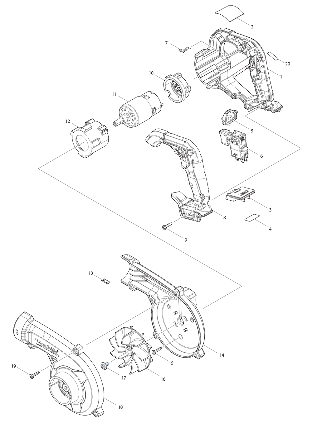 Fig-0 Diagram and Parts List for BU01Z  Makita Leaf Blower / Vacuum