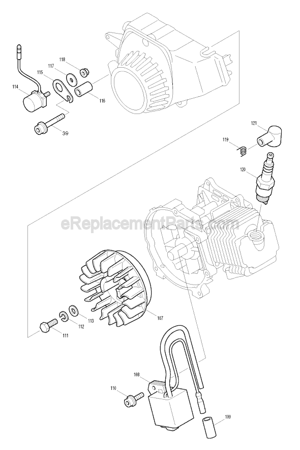 Page F Diagram and Parts List for EW110R  Makita Water Pump