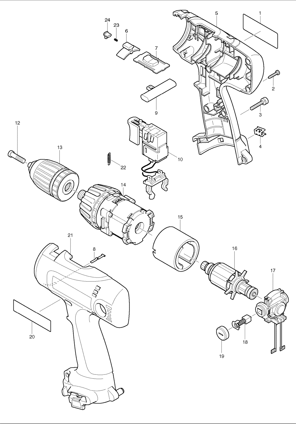 Page 1 Diagram and Parts List for 6317D  Makita Drill