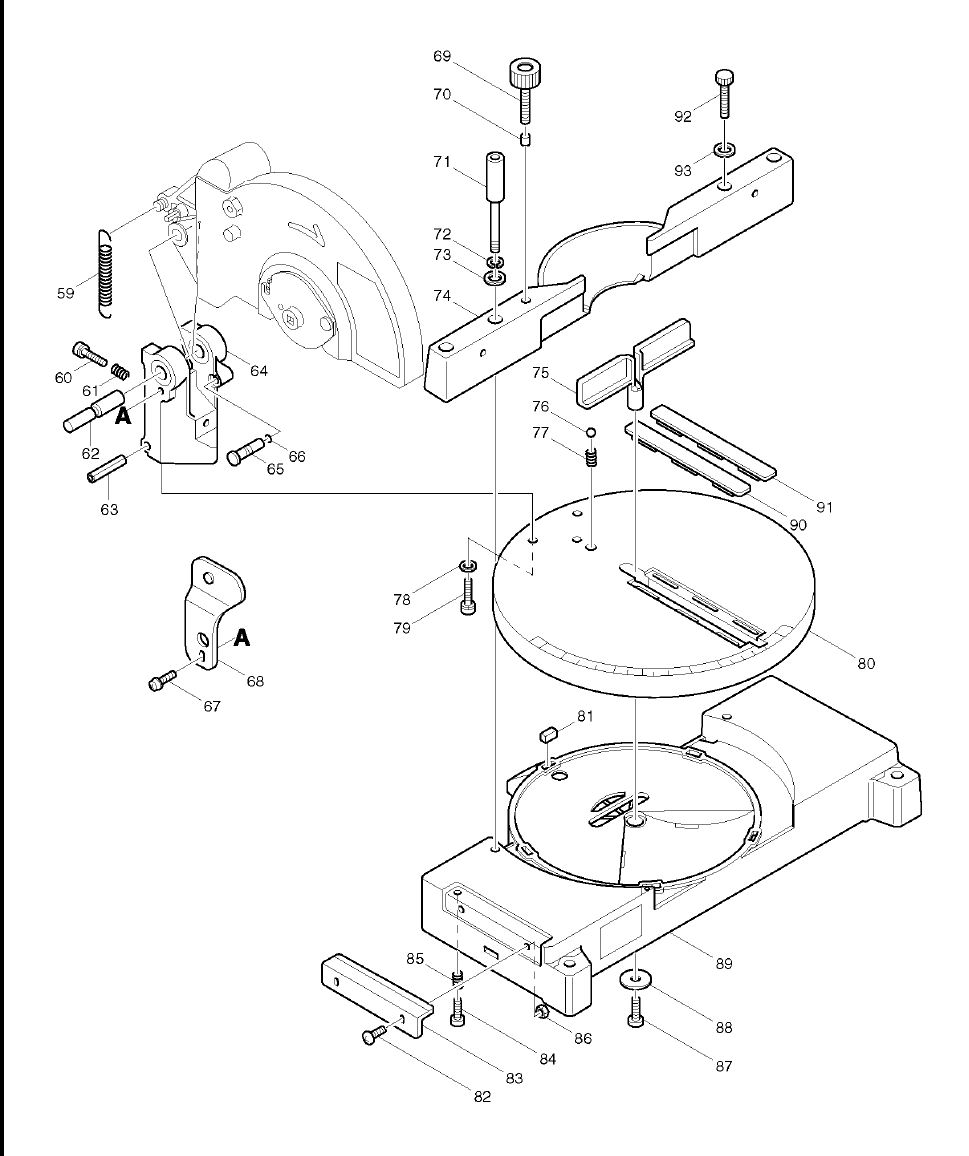 Page 1 Diagram and Parts List for LS0810  Makita Saw