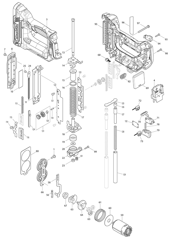 Diagram 1 Diagram and Parts List for XTP02  Makita Nailer