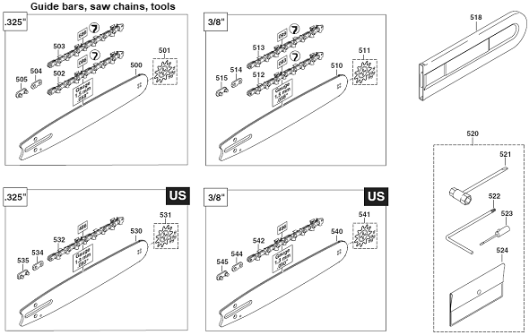 Diagram 8 Diagram and Parts List for DCS5001H  Makita Chainsaw