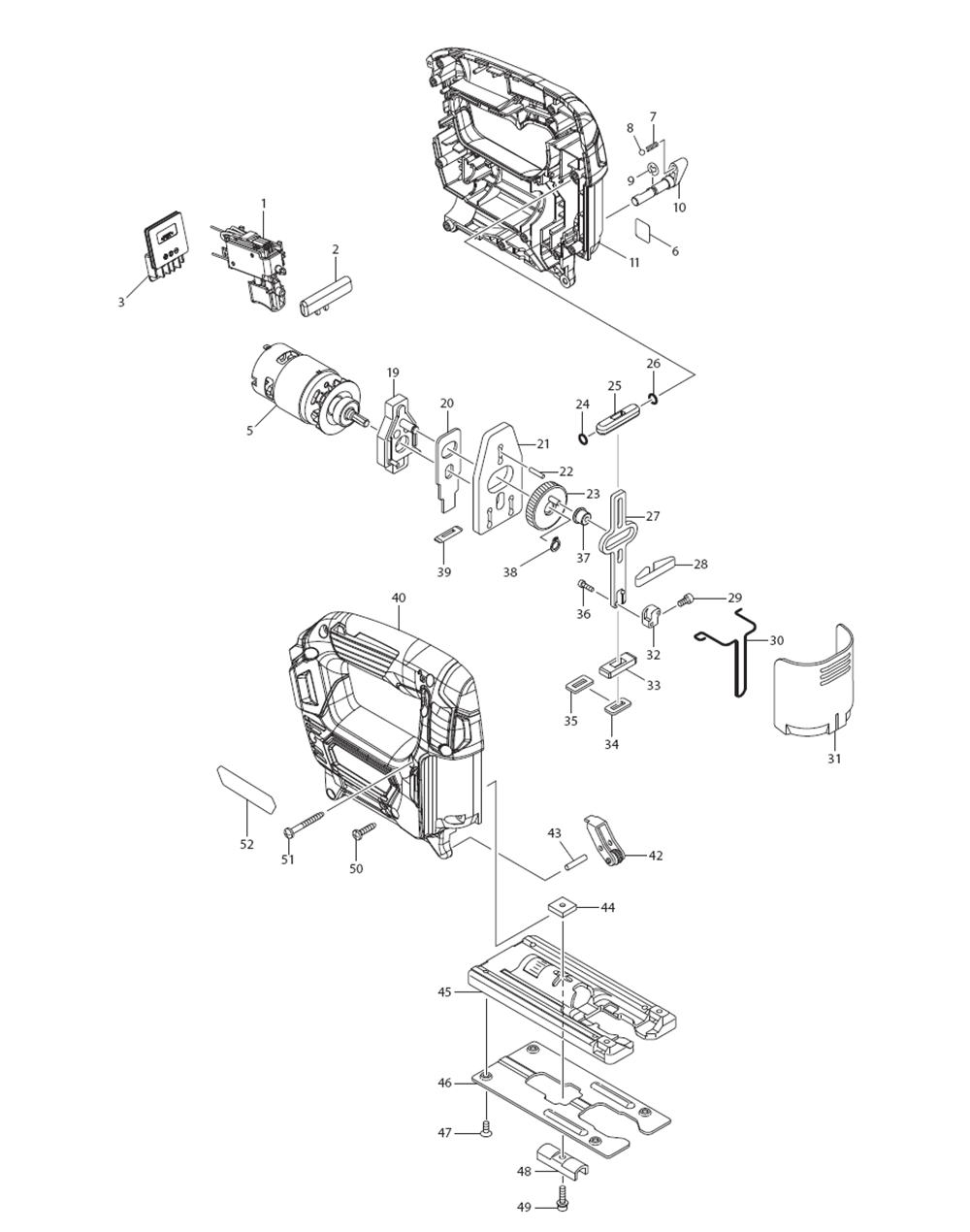 Page 1 Diagram and Parts List for VJ04R1  Makita Saw