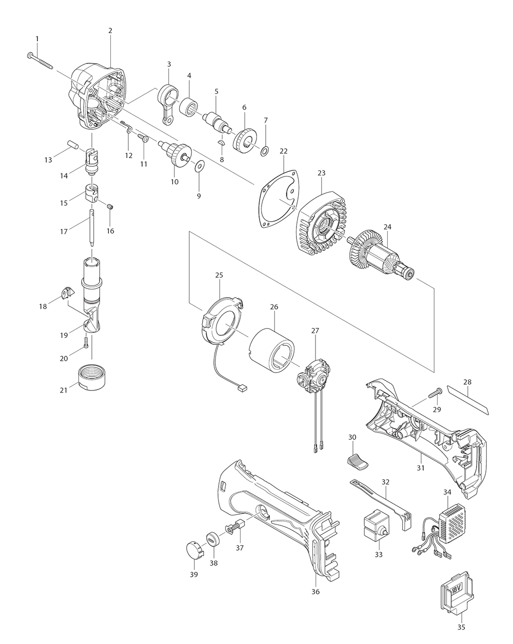 Page 1 Diagram and Parts List for XNJ01T  Makita Nibbler & Shears