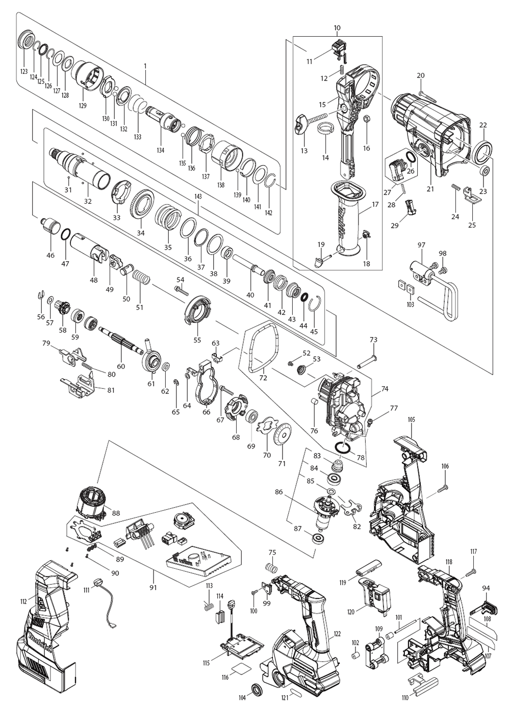 Fig-0 Diagram and Parts List for GRH02Z  Makita Hammer Drill