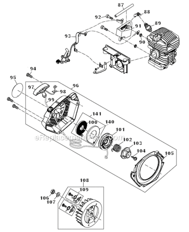 Page D Diagram and Parts List for EA3201S35B  Makita Chainsaw