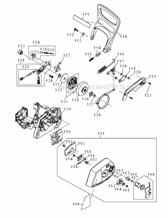 Page E Diagram and Parts List for EA3201S35B  Makita Chainsaw