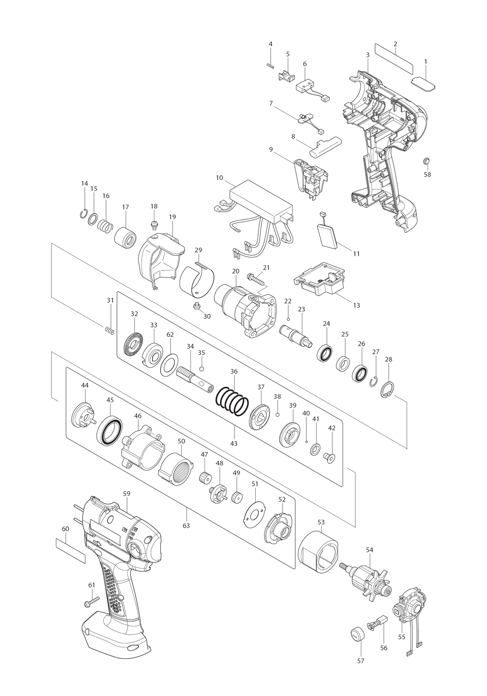 Page 1 Diagram and Parts List for BFT022FZ  Makita Screwdriver