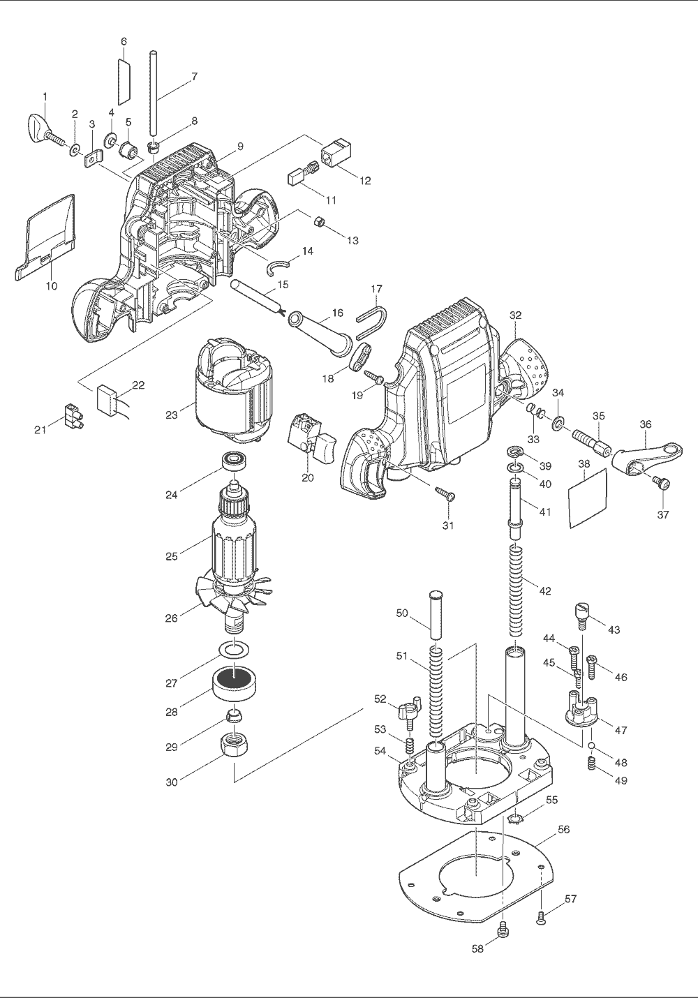 Page 1 Diagram and Parts List for RP0900  Makita Router