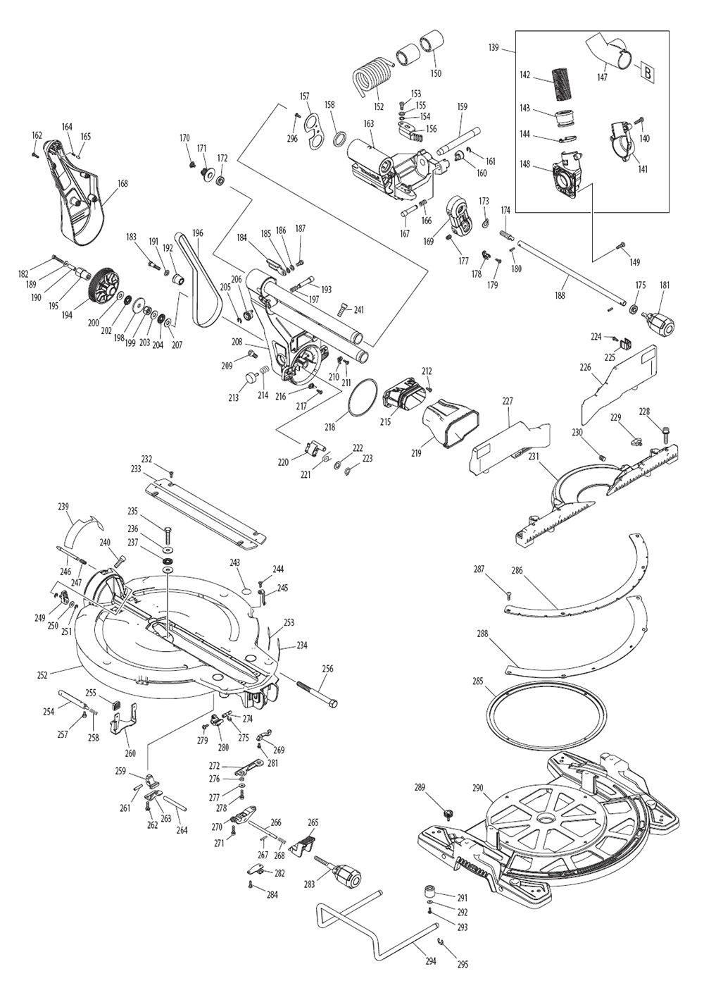 Fig-1 Diagram and Parts List for XSL06PM  Makita Saw