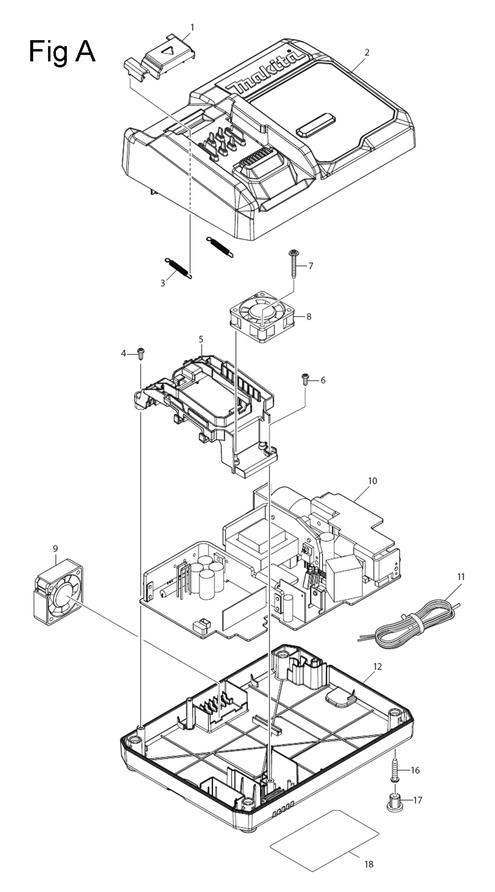 Fig-1 Diagram and Parts List for GAG03M1  Makita Angle Grinder
