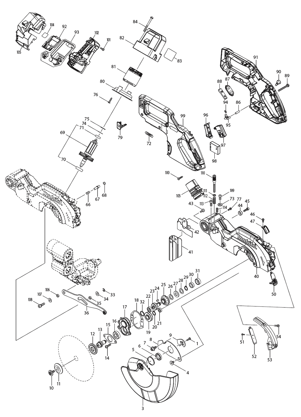 Fig-0 Diagram and Parts List for GSL02M1  Makita Miter Saw