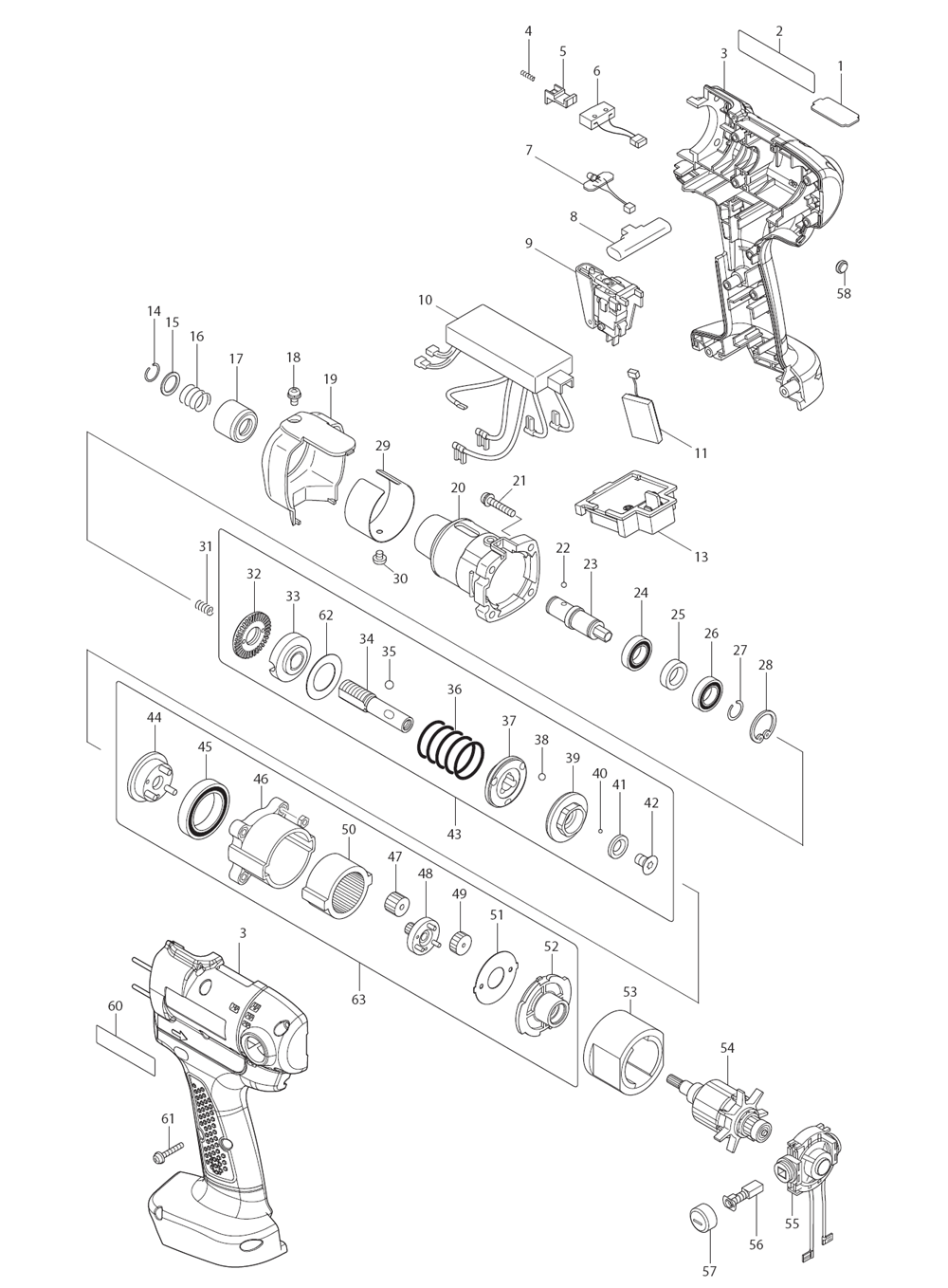 Page 1 Diagram and Parts List for BFT084FZ Type 2 Makita Screwdriver