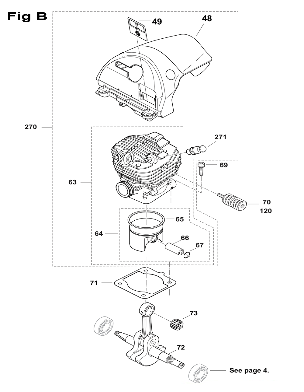 Page 2 Diagram and Parts List for DCS6421RFG  Makita Saw