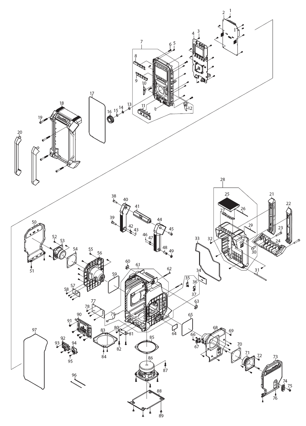 Fig-0 Diagram and Parts List for GRM03  Makita Radio