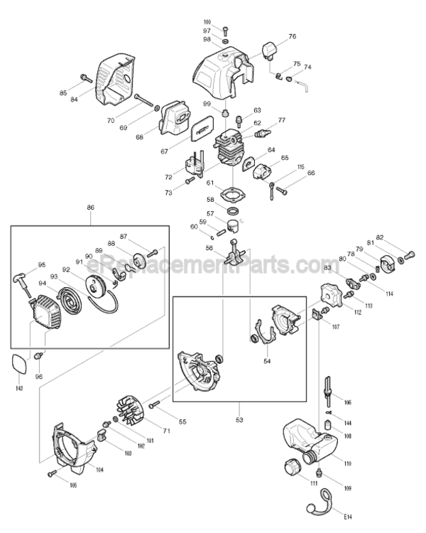 Page B Diagram and Parts List for EH760  Makita Hedge Trimmer