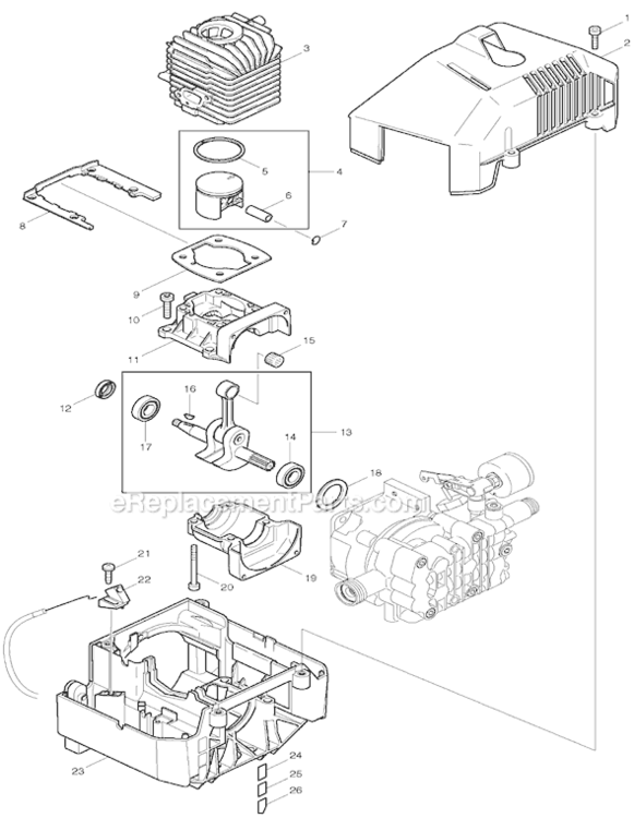 Page A Diagram and Parts List for EHW120  Makita Pressure Washer