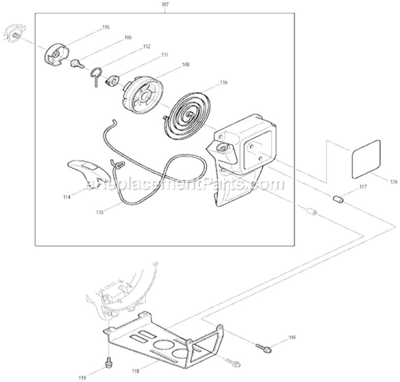 Page F Diagram and Parts List for EM4250  Makita Trimmer