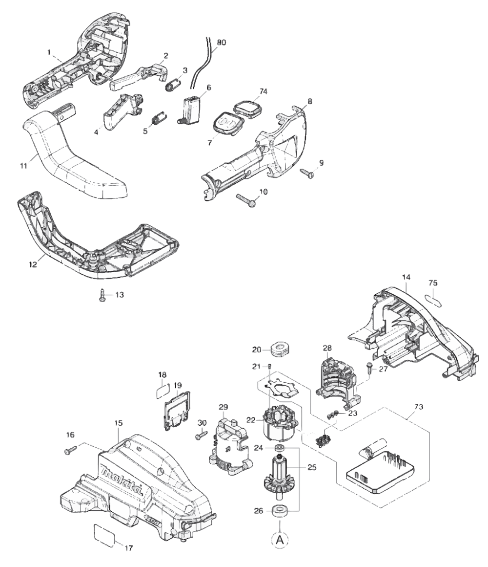 Fig-0 Diagram and Parts List for GHU04Z  Makita Hedge Trimmer