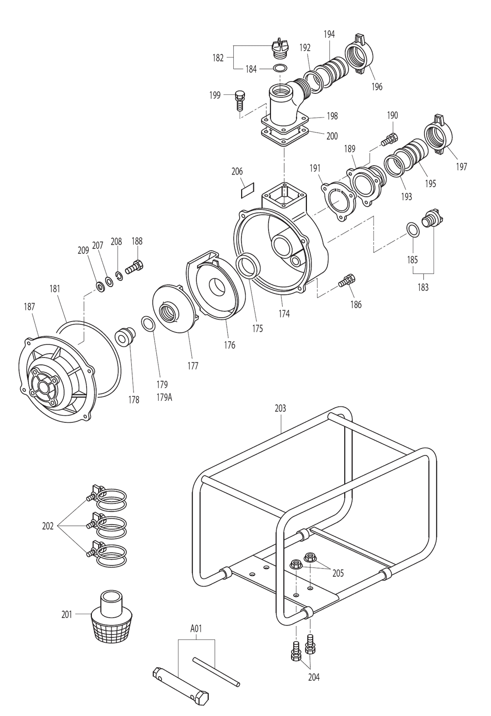 Page 7 Diagram and Parts List for EW320R Type 2 Makita Water Pump
