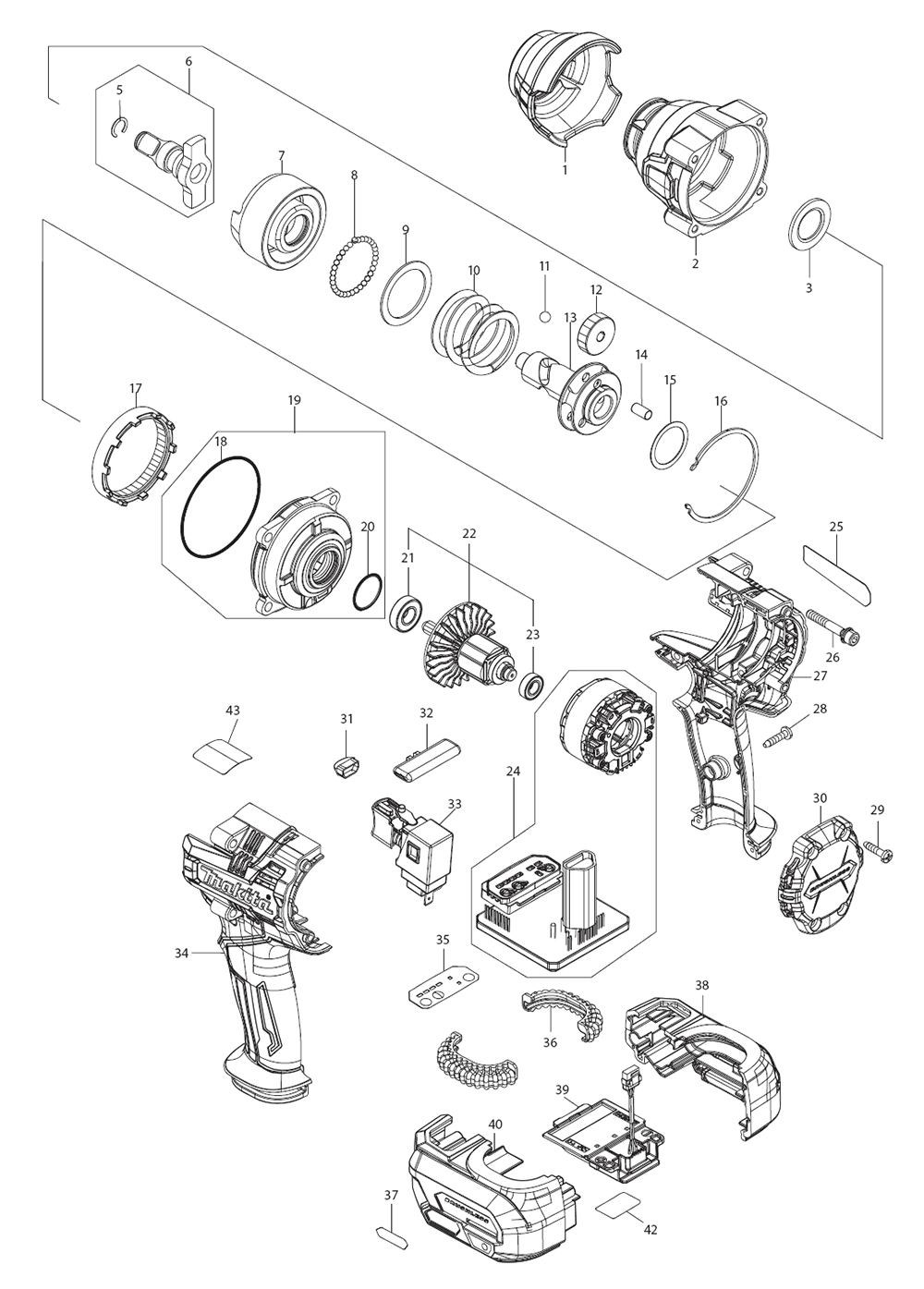 Fig-0 Diagram and Parts List for GWT07D  Makita Wrench