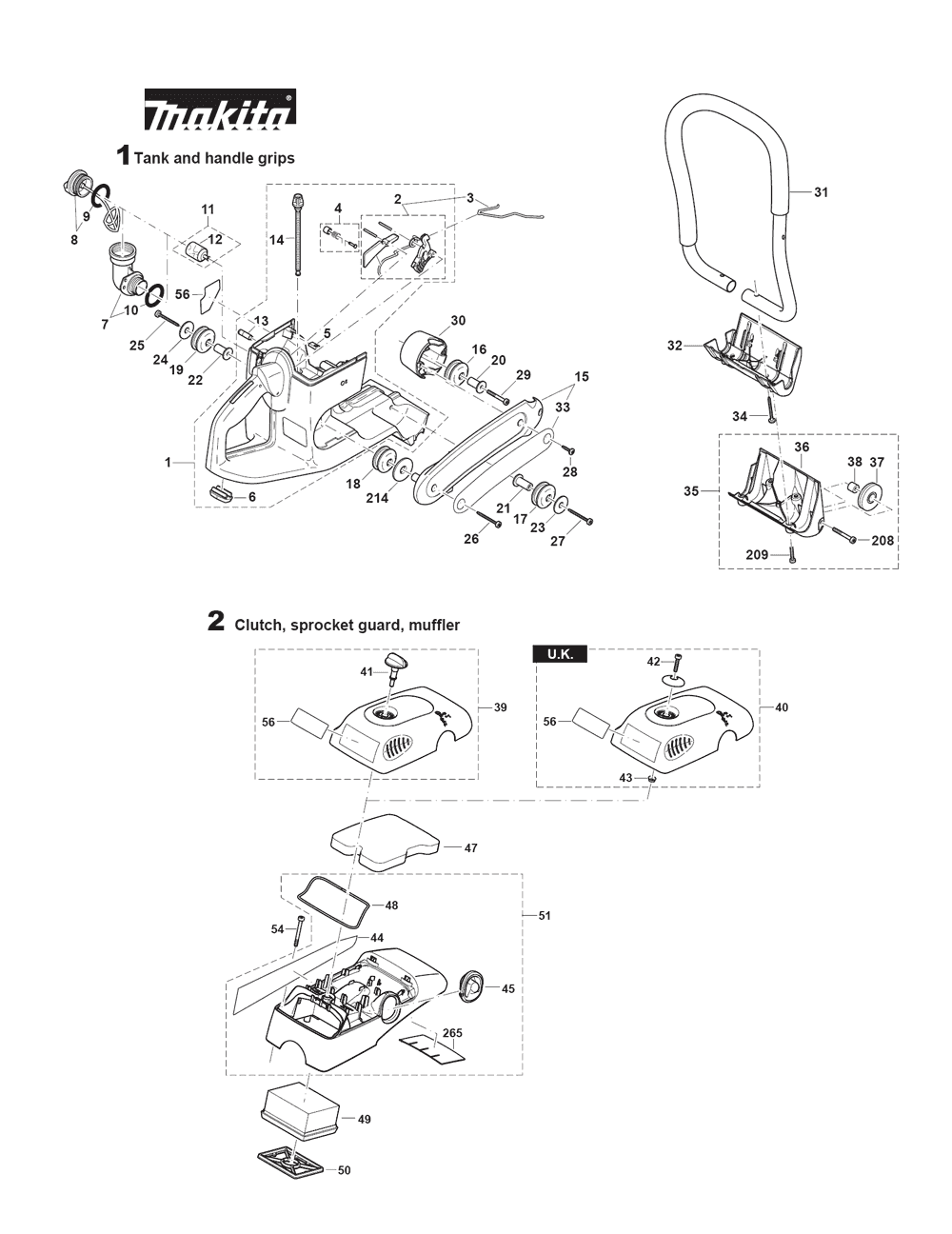 Page 4 Diagram and Parts List for DPC8132  Makita Saw