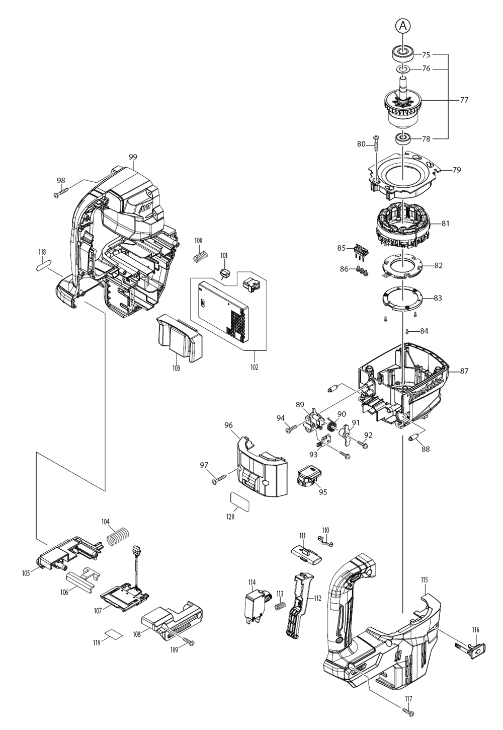 Fig-1 Diagram and Parts List for GMH01M1  Makita Demolition Hammer