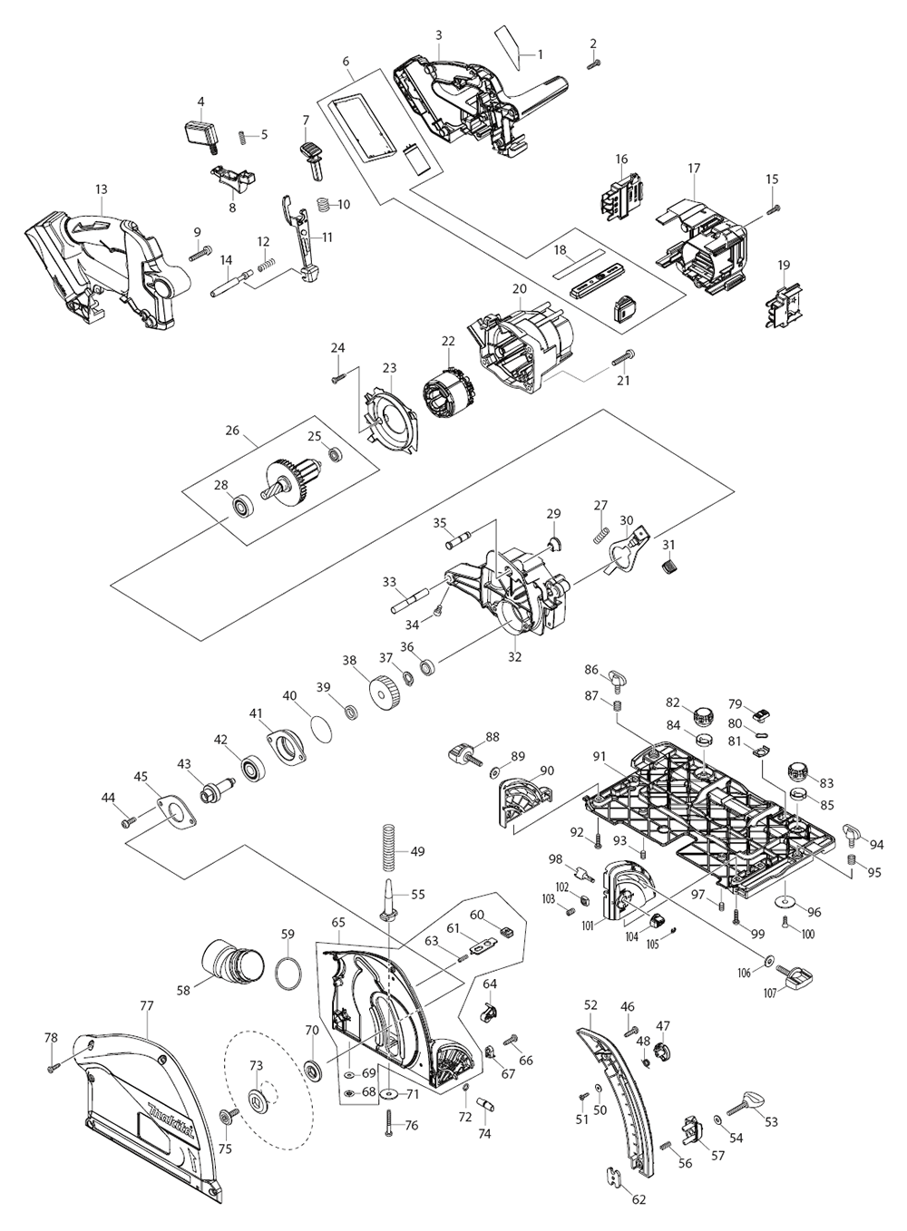 Fig-0 Diagram and Parts List for XPS01PMJ  Makita Saw