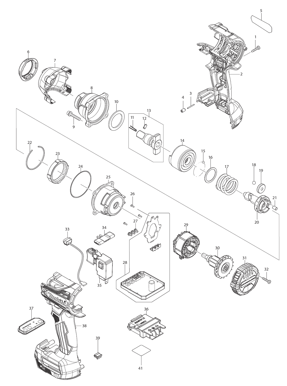 Fig-0 Diagram and Parts List for XWT15Z  Makita Wrench