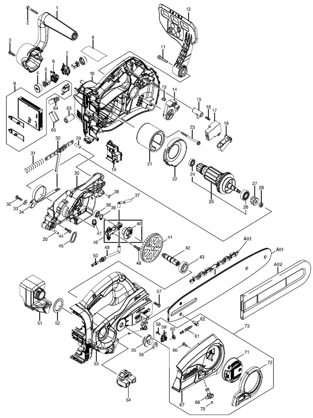 Page 1 Diagram and Parts List for XCU02PT  Makita Saw