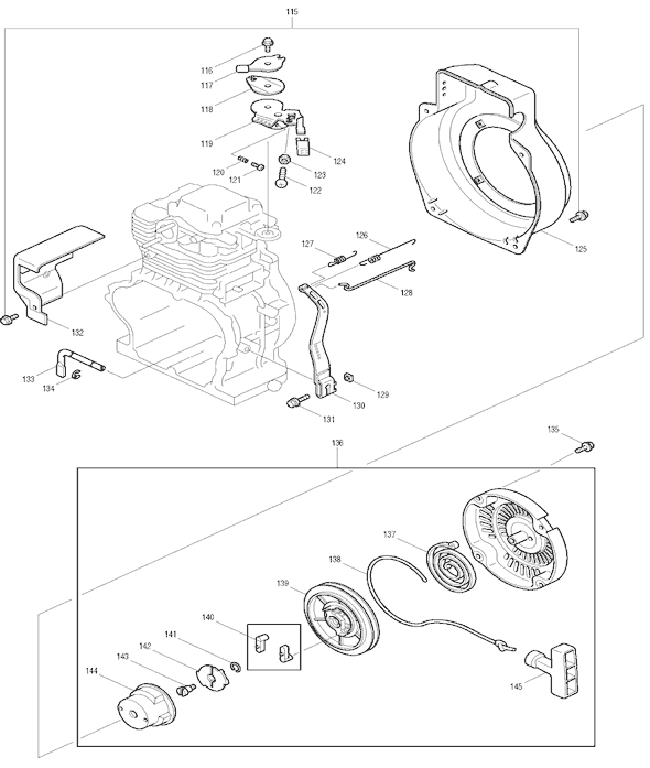 Page E Diagram and Parts List for EW310TR  Makita Water Pump