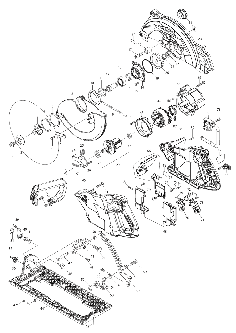 Fig-0 Diagram and Parts List for GSR02Z  Makita Circular Saw