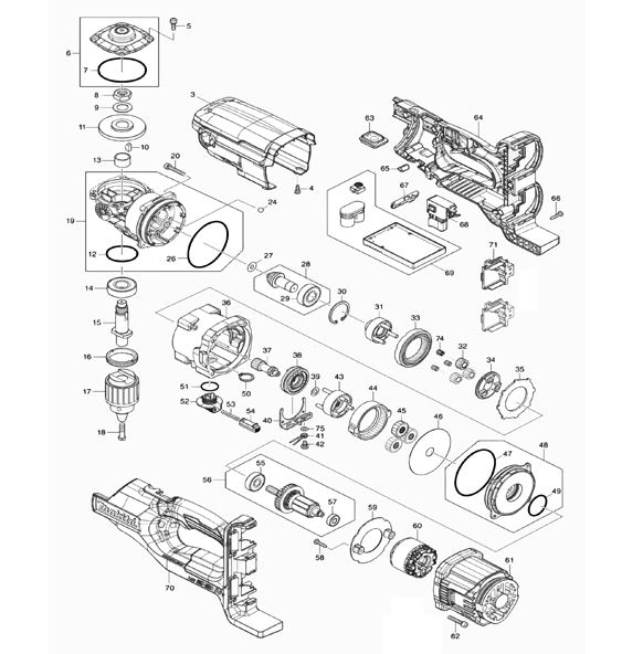 Diagram 1 Diagram and Parts List for XGD01Z  Makita Auger
