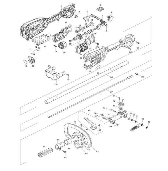 Diagram 1 Diagram and Parts List for XUX02SM1X2  Makita Trimmer