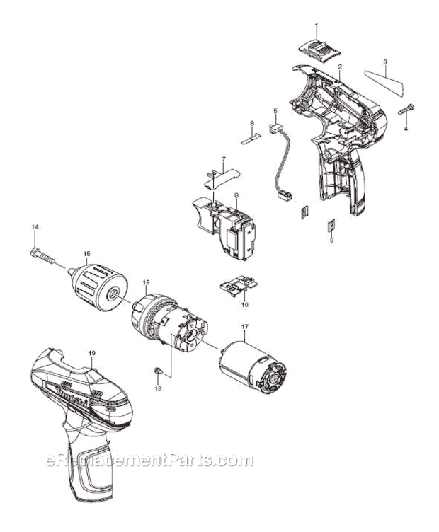 Page A Diagram and Parts List for FD02W  Makita Cordless Drill