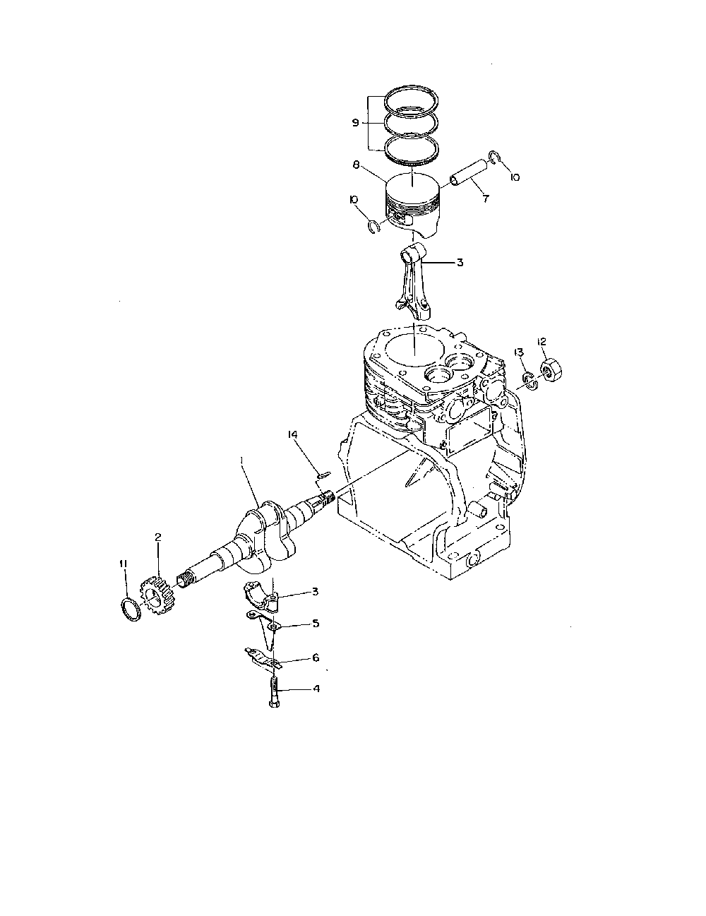 Crankshaft and piston Diagram and Parts List for EW200R  Makita Water Pump