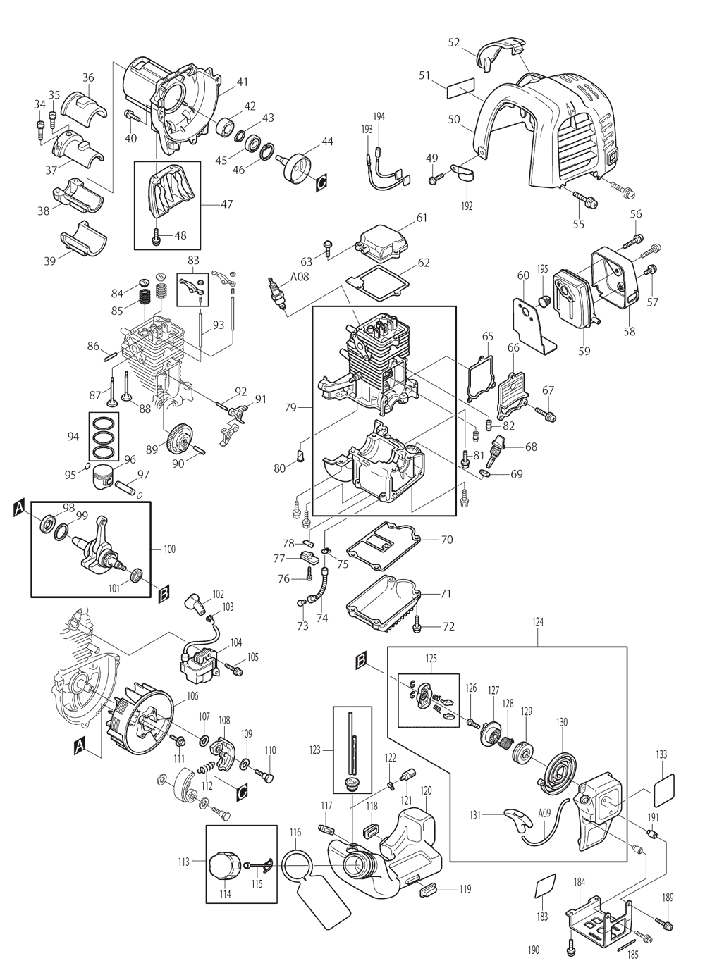Page 3 Diagram and Parts List for EBH253L Type 1 Makita Trimmer