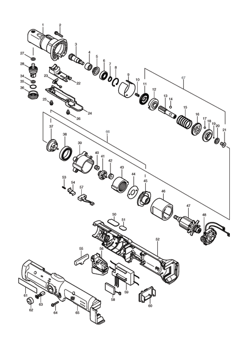 Page 1 Diagram and Parts List for BFL080FZ  Makita Screwdriver