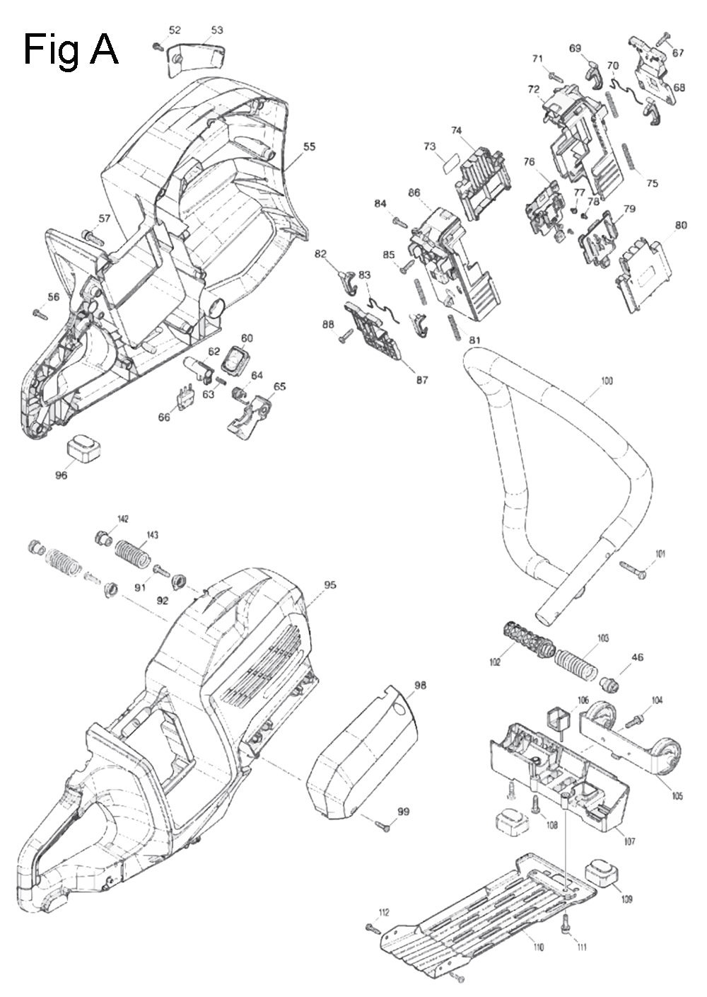 Fig-1 Diagram and Parts List for GEC01Z  Makita Concrete Saw
