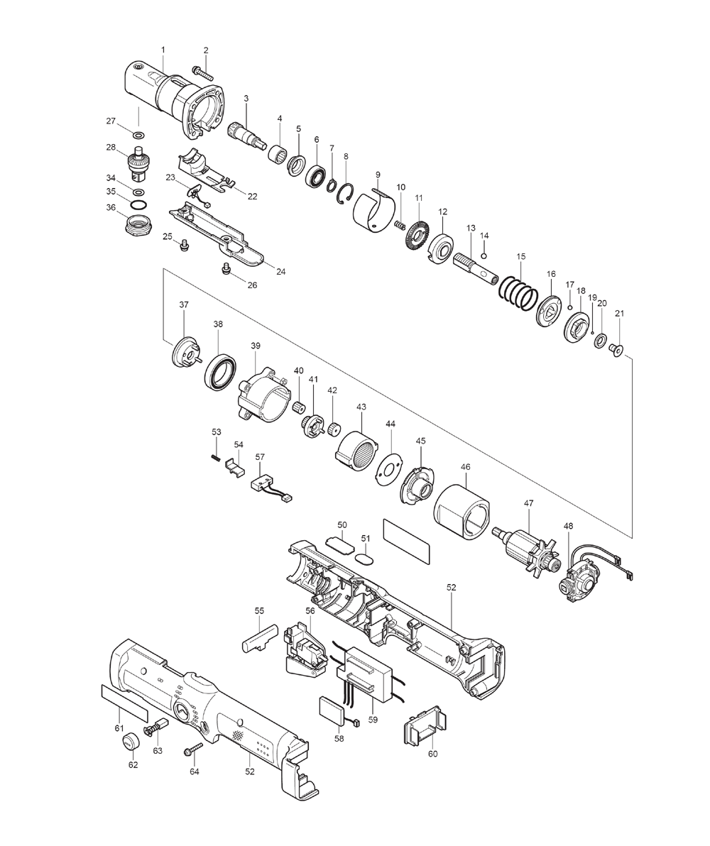 Page 1 Diagram and Parts List for BFL121FZ  Makita Screwdriver