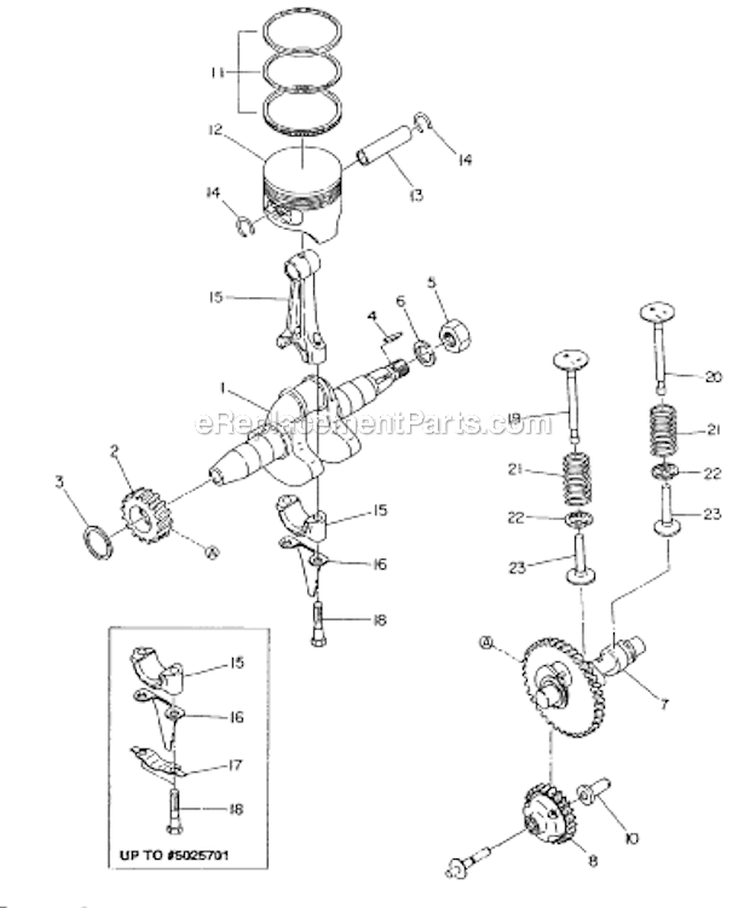 Crankshaft_Camshaft_And_Piston Diagram and Parts List for G2400R  Makita Generator