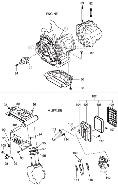 Page E Diagram and Parts List for G4300L  Makita Generator
