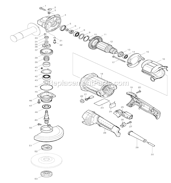Page A Diagram and Parts List for GA5020Y  Makita Angle Grinder