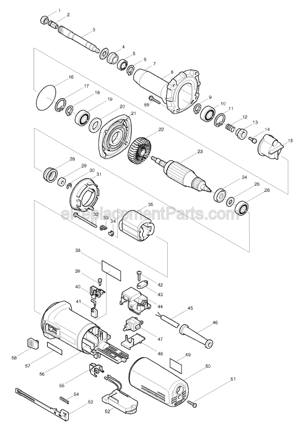 Page A Diagram and Parts List for GD0810C  Makita Die Grinder
