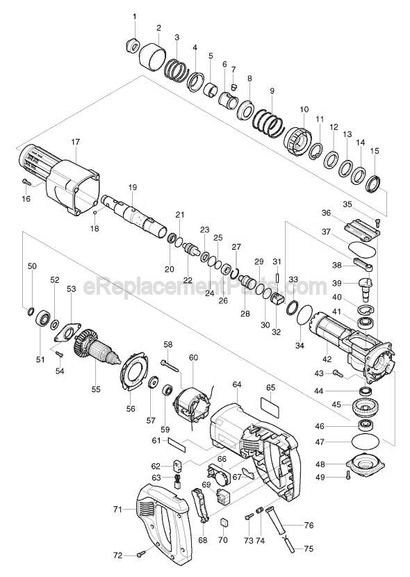 Page A Diagram and Parts List for HK0500  Makita Hammer Drill