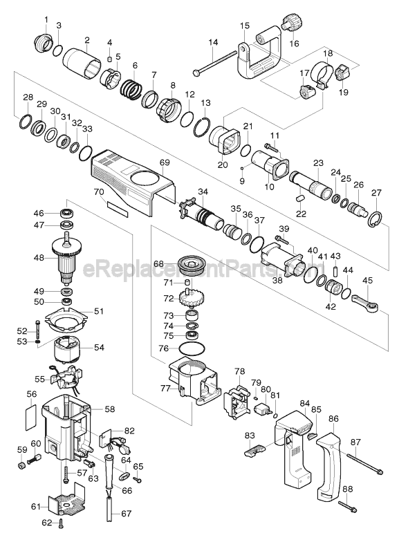 Page A Diagram and Parts List for HM1140C  Makita Demolition Hammer