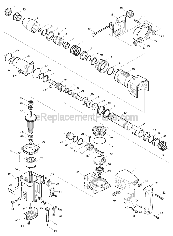 Page A Diagram and Parts List for HM1202C  Makita Demolition Hammer