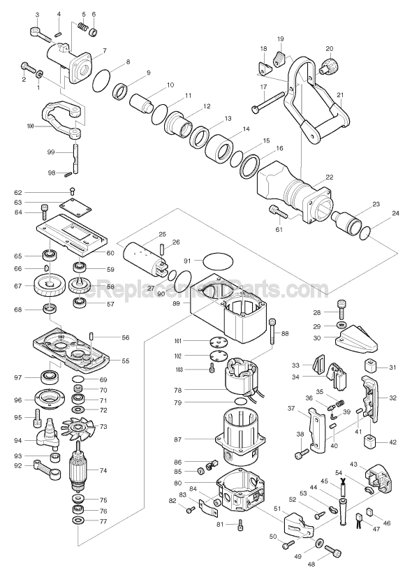 Page A Diagram and Parts List for HM1500B  Makita Demolition Hammer