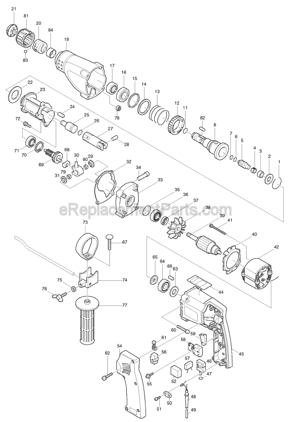 Page A Diagram and Parts List for HR2000  Makita Hammer Drill