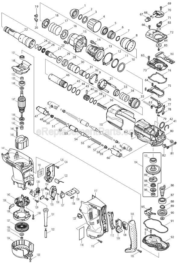 Page A Diagram and Parts List for HR4010C  Makita Hammer Drill